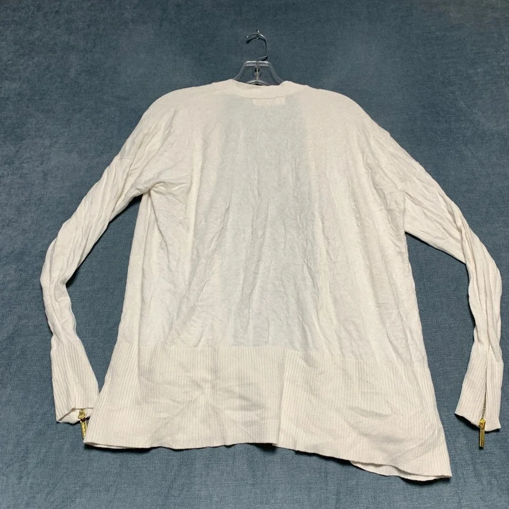 Michael Kors Cardigan Sweater Womens Large White Knit Sophisticated Open Front